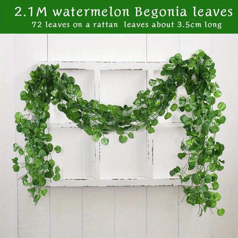 5pcs Evergreen Artificial Ivy Leaf Garlands - 3D Faux Green Vine Hanging Decor, Durable Plastic Plant Wreath for Indoor/Outdoor, Home Garden, Wedding, Bridal Shower, Housewarming - No Electricity Needed, Outdoor Greenery | Ve