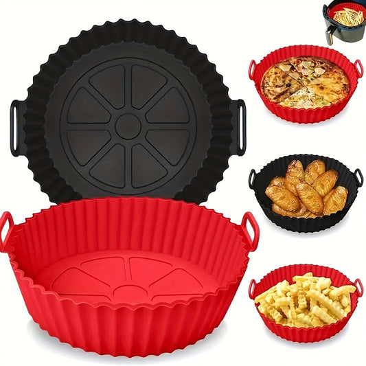 1pc Multicolor Silicone Fryer Pan Household Kitchen Heat Resistant Fryer Pan Baking Pan Food Grade Recyclable Bowl Baking Sticky Mat Thickened Silicone Fryer Pan