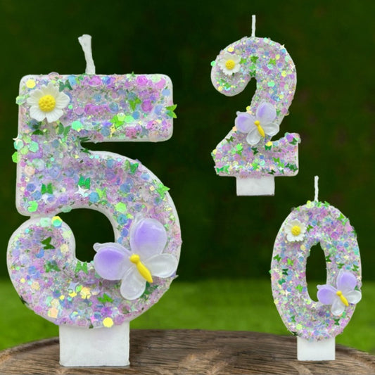 Sparkling Butterfly & Flower Designs Birthday Candle Set - Charming Cake Decorations, Party Favors & Home Decor