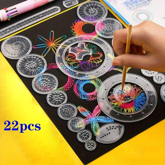 22pcs/set Multifunctional Geometric Drawing Ruler