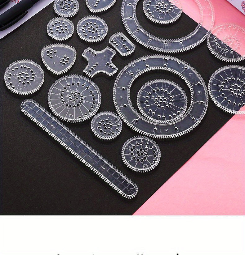 22pcs/set Multifunctional Geometric Drawing Ruler