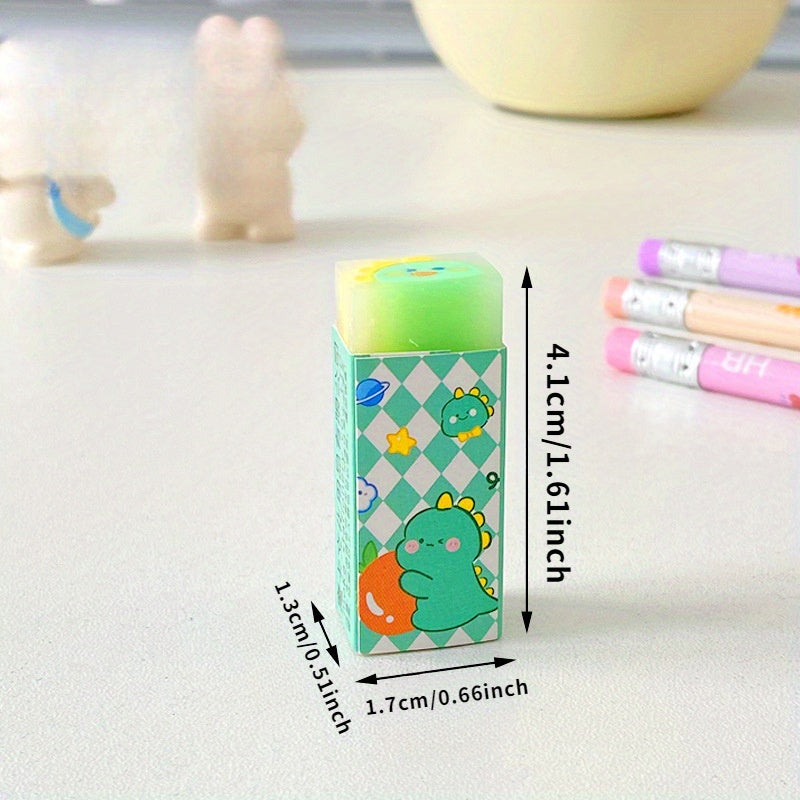 10PCS Cartoon Centered Erasers - TPRTPR Rubber, Oval Shape, No Shedding, Random Designs - Office Supplies