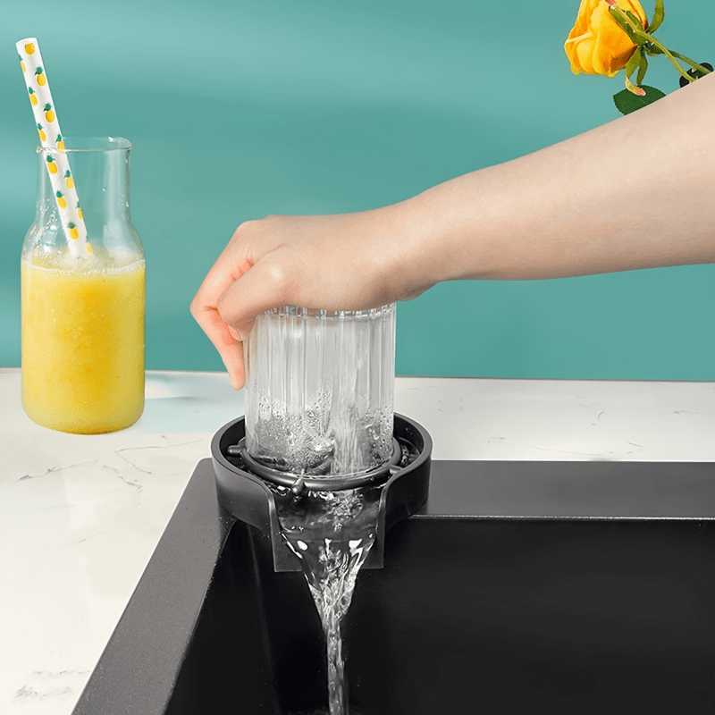 [Automatic Cup Washer] High-Pressure Automatic Cup Washer | Single-Hole Deck Mount Plastic Glass Rinser for Kitchen Sink – Ideal for Coffee Mugs, Wine Glasses, Baby Bottles