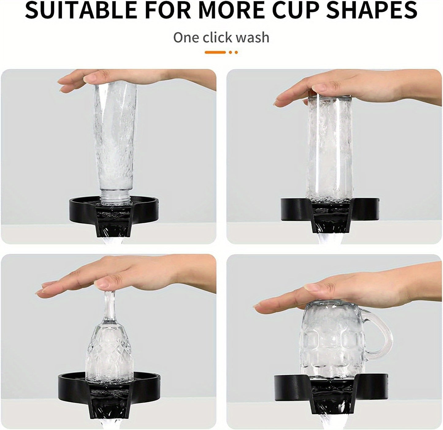 [Automatic Cup Washer] High-Pressure Automatic Cup Washer | Single-Hole Deck Mount Plastic Glass Rinser for Kitchen Sink – Ideal for Coffee Mugs, Wine Glasses, Baby Bottles
