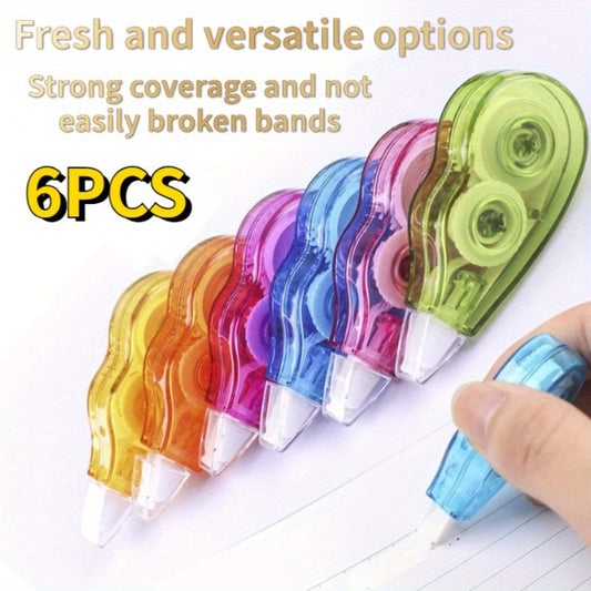 6 PCS Vibrant Rainbow Correction Tapes - Colorful, Durable, and Easy-to-Use Scratching Tapes for Students, Teachers, and Office Use - Suitable for Ages 14 and Up, Perfect for School, Office, and Home Correction Needs