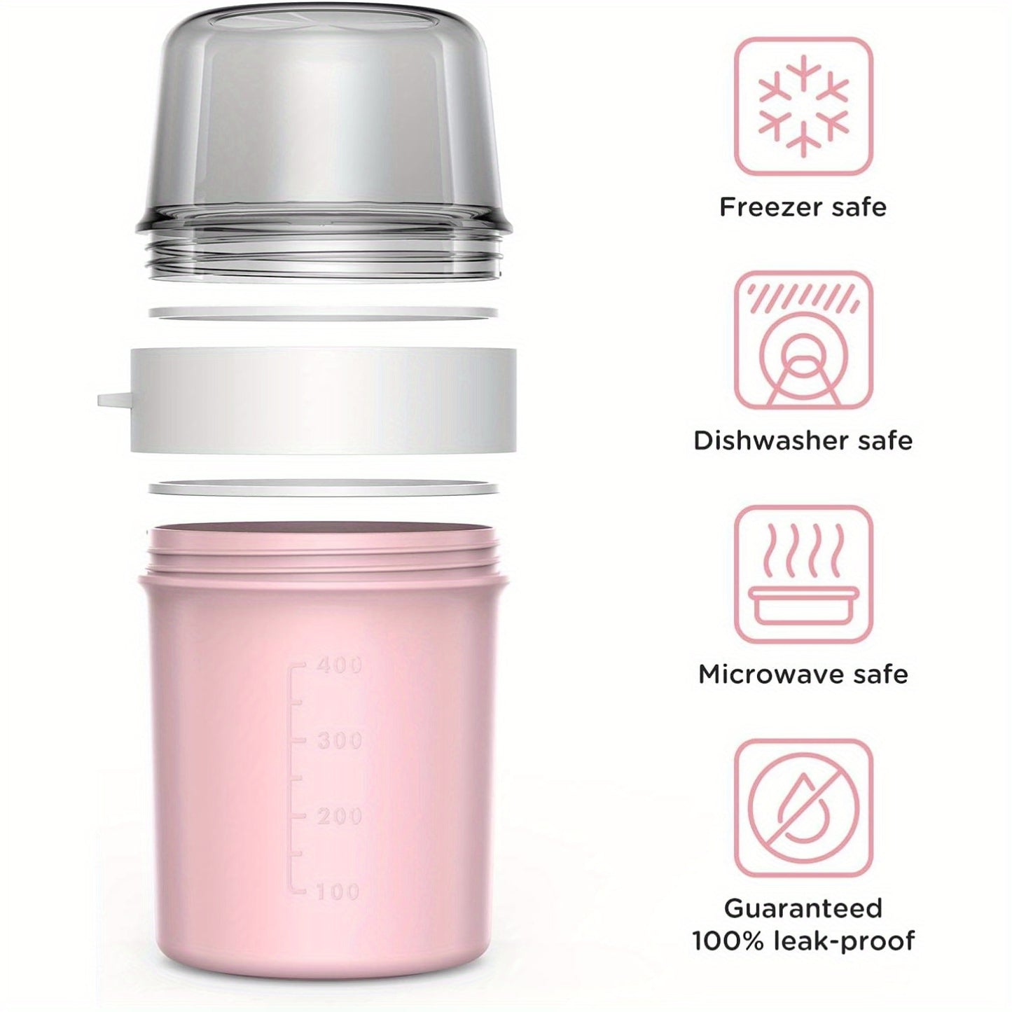 Breakfast Cereal Cup, 2-in-1 Takeaway Yogurt Jar, Back to School Lunch Box, Yogurt Cup, Leakproof Overnight Oatmeal Jar Breakfast Storage Container Suitable for School Class Office Travel Picnic - 560ml+310ml
