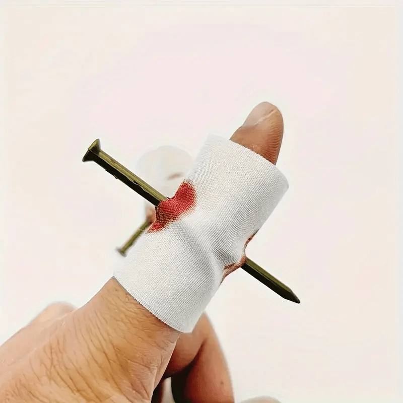 [Halloween Prank] 2-Pack Fake Blood Nail Through Finger Prank | Magic Trick Bandages for Party Gags, Jokes, and Halloween Fun, Suitable for Ages 14+