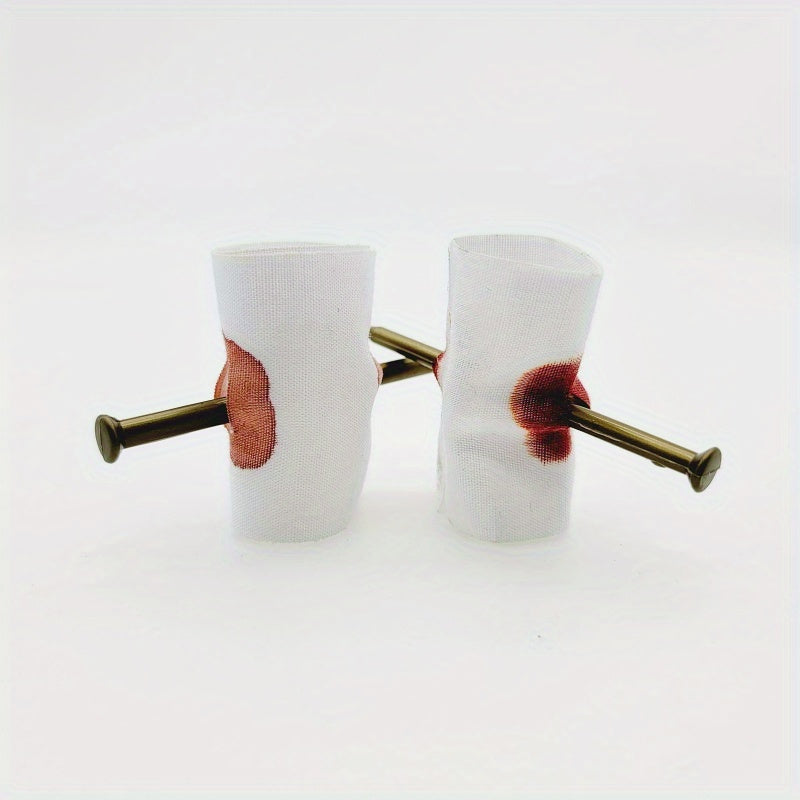 [Halloween Prank] 2-Pack Fake Blood Nail Through Finger Prank | Magic Trick Bandages for Party Gags, Jokes, and Halloween Fun, Suitable for Ages 14+