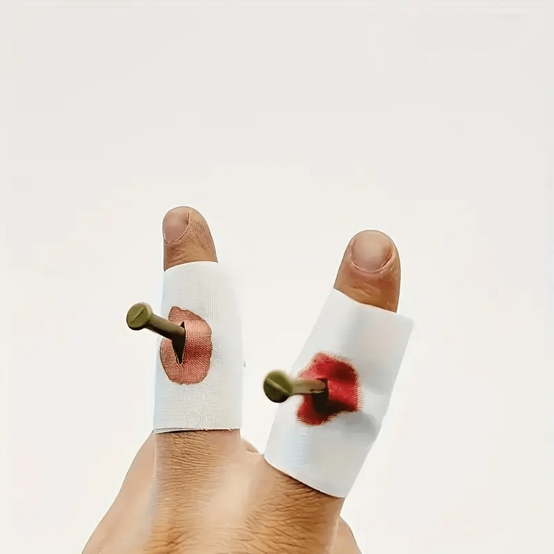 [Halloween Prank] 2-Pack Fake Blood Nail Through Finger Prank | Magic Trick Bandages for Party Gags, Jokes, and Halloween Fun, Suitable for Ages 14+