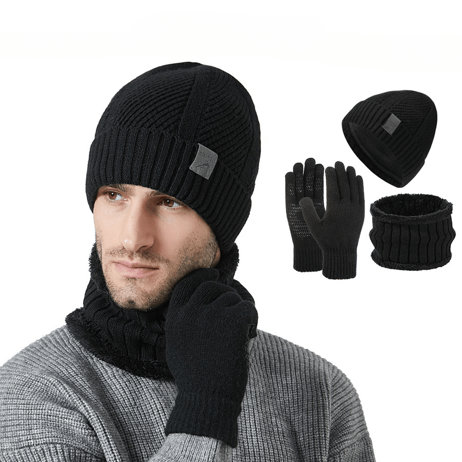 2025 Winter New Thick Beanie Scarf Glove Set