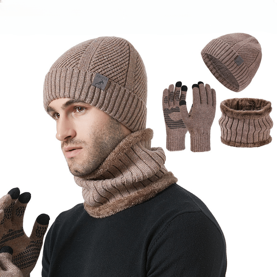 2025 Winter New Thick Beanie Scarf Glove Set