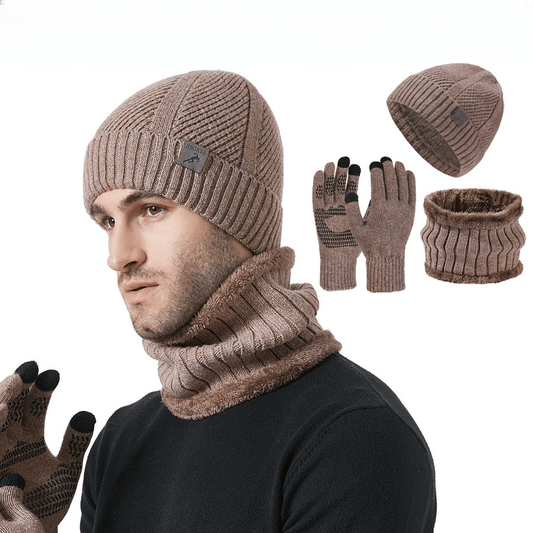 2025 Winter New Thick Beanie Scarf Glove Set