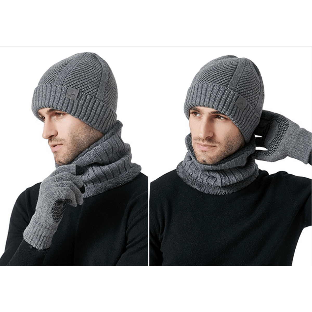 2025 Winter New Thick Beanie Scarf Glove Set