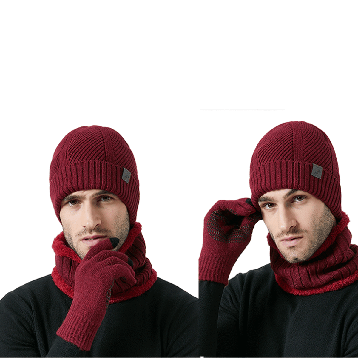 2025 Winter New Thick Beanie Scarf Glove Set