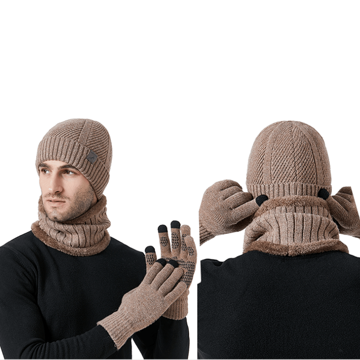 2025 Winter New Thick Beanie Scarf Glove Set