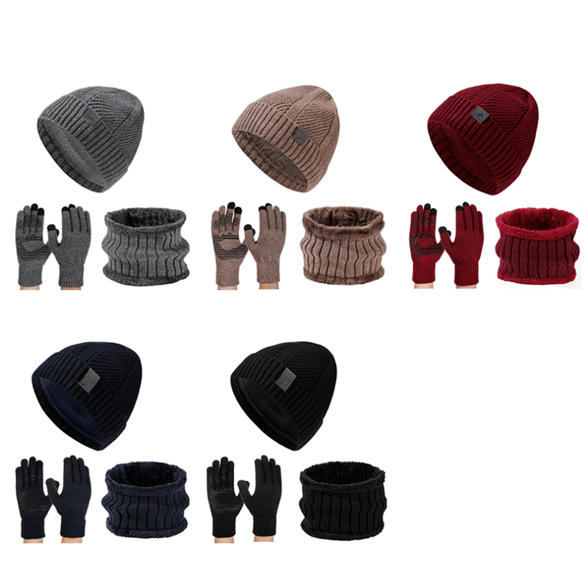 2025 Winter New Thick Beanie Scarf Glove Set