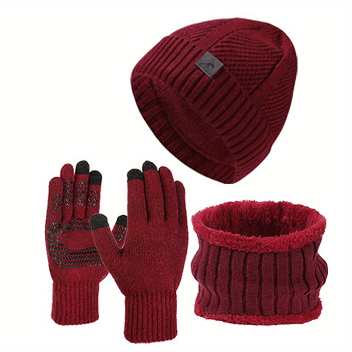 2025 Winter New Thick Beanie Scarf Glove Set