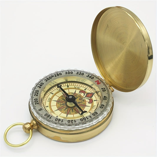 1pc Premium Copper Survival Compass - High-Accuracy Navigation, Glow-in-the-Dark Visibility, Water-Resistant, Durable Construction - Essential Tool for Camping, Hiking, Backpacking, Outdoor Adventures at Night