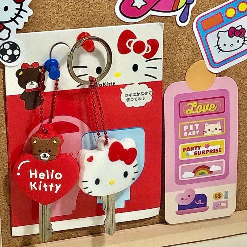 [Sanrio Kawaii Key Caps] Sanrio Key Protective Caps Set, Kawaii Silicone Key Cover, My Melody Hello Kitty Cinnamoroll Cartoon Character Shape, Portable Keychain | Bag Endorsement Key Chain Pendant Decoration, Holiday Birthday