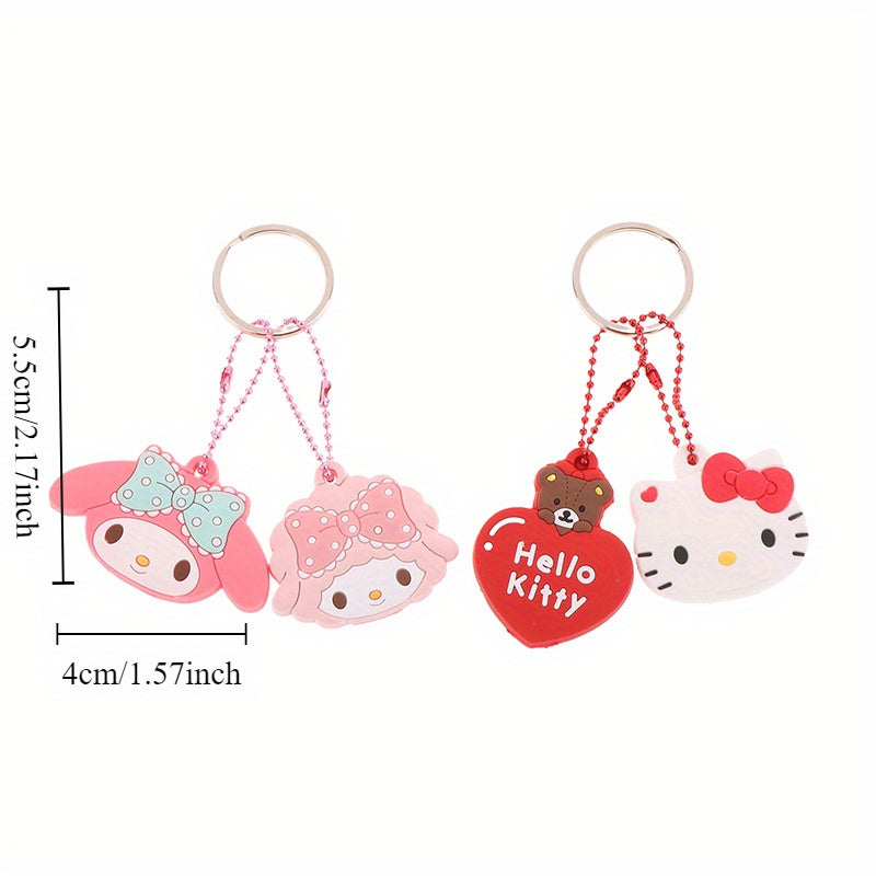 [Sanrio Kawaii Key Caps] Sanrio Key Protective Caps Set, Kawaii Silicone Key Cover, My Melody Hello Kitty Cinnamoroll Cartoon Character Shape, Portable Keychain | Bag Endorsement Key Chain Pendant Decoration, Holiday Birthday