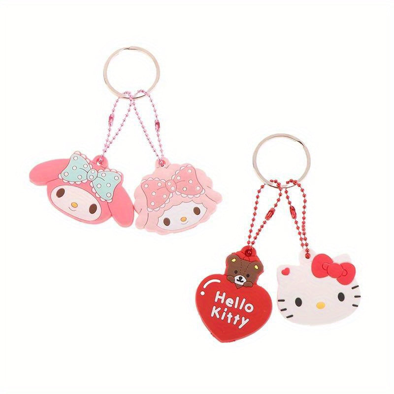 [Sanrio Kawaii Key Caps] Sanrio Key Protective Caps Set, Kawaii Silicone Key Cover, My Melody Hello Kitty Cinnamoroll Cartoon Character Shape, Portable Keychain | Bag Endorsement Key Chain Pendant Decoration, Holiday Birthday