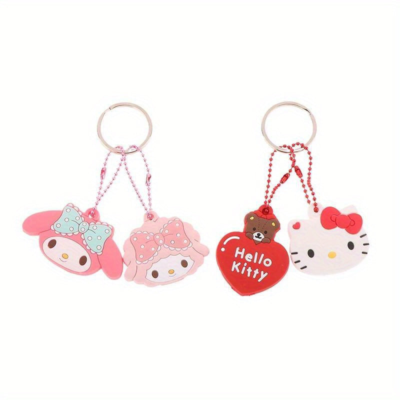 [Sanrio Kawaii Key Caps] Sanrio Key Protective Caps Set, Kawaii Silicone Key Cover, My Melody Hello Kitty Cinnamoroll Cartoon Character Shape, Portable Keychain | Bag Endorsement Key Chain Pendant Decoration, Holiday Birthday