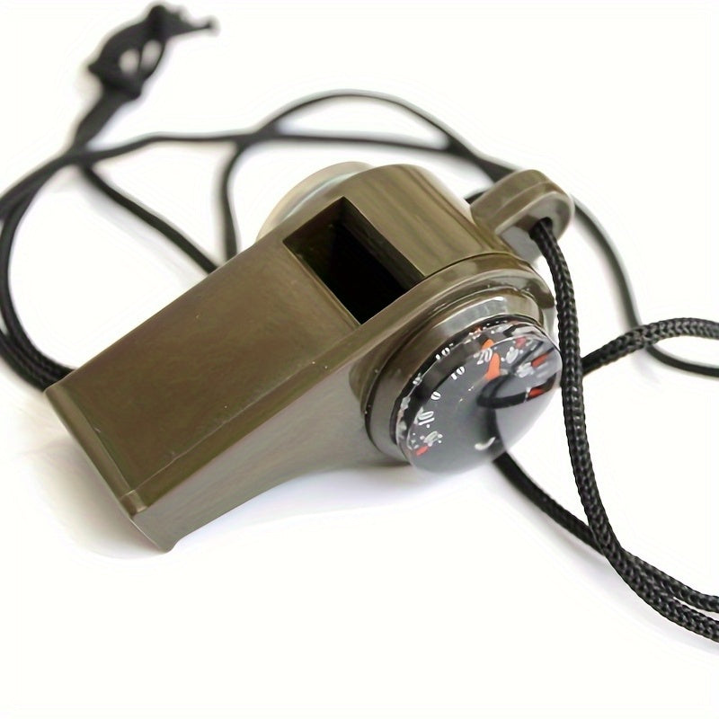 Compact 3-in-1 ABS Survival Whistle with Built-in Compass, Thermometer, and Durable Design for Camping, Hiking, Outdoor Activities & Sports Officiating (1 Piece)
