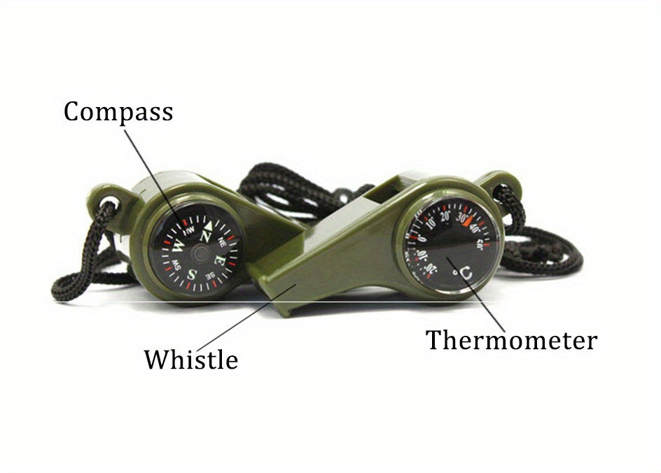 Compact 3-in-1 ABS Survival Whistle with Built-in Compass, Thermometer, and Durable Design for Camping, Hiking, Outdoor Activities & Sports Officiating (1 Piece)