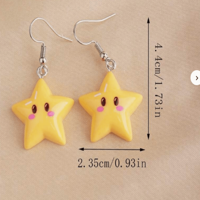[Cute Star Pendant Daily Wear] 1 pair of cute and fun star pendant earrings, neutral style, a gift for friends, party accessories, suitable for daily use, play, and party wear