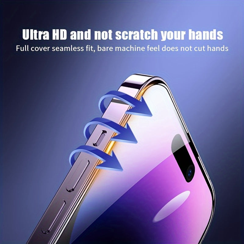 3-Pack Tempered Glass iPhone Screen Protector, One-Click Application, High Definition, Glossy Finish, Full Coverage Anti-Fingerprint Film for Models 7/8 Plus, XR, XS, MAX, 11, 12, 13, 14, 15, Pro Max