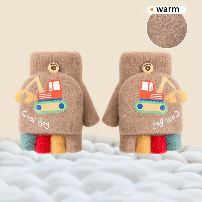 Cozy Boys' Flip-Top Fingerless Mittens