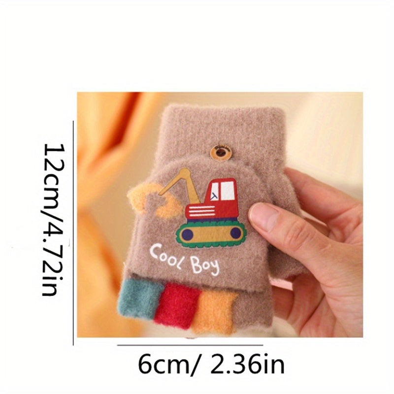 Cozy Boys' Flip-Top Fingerless Mittens