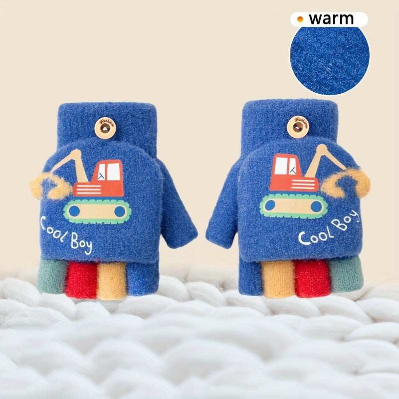 Cozy Boys' Flip-Top Fingerless Mittens