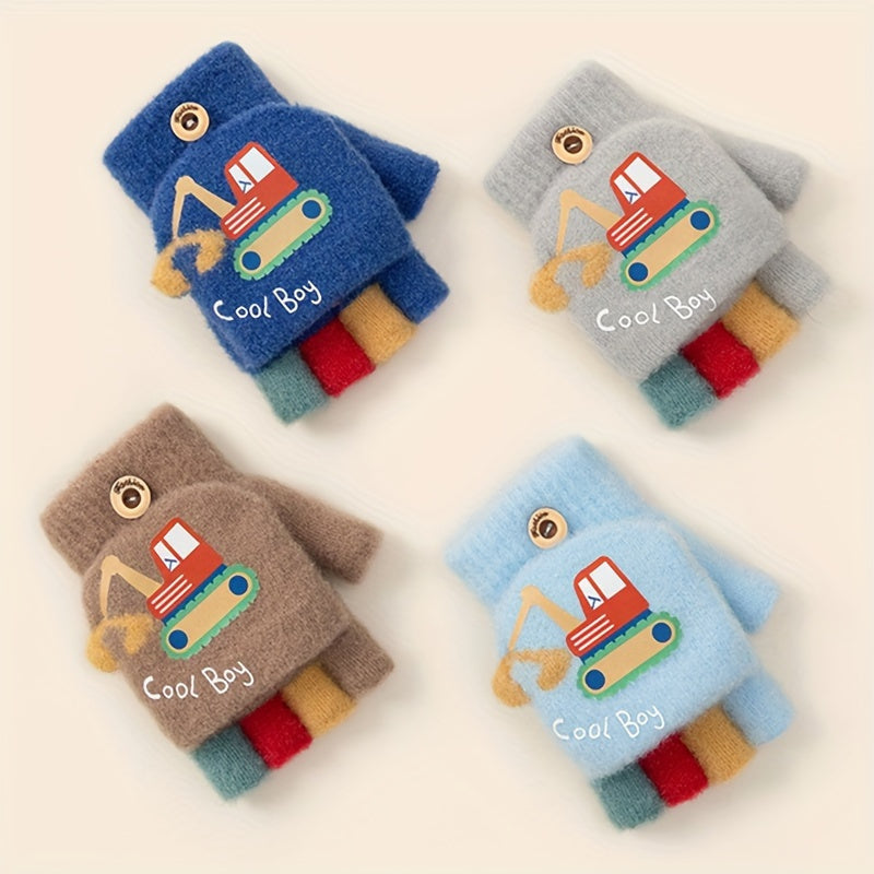 Cozy Boys' Flip-Top Fingerless Mittens