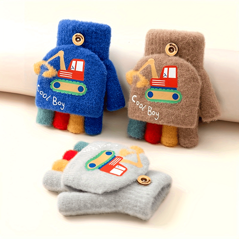 Cozy Boys' Flip-Top Fingerless Mittens
