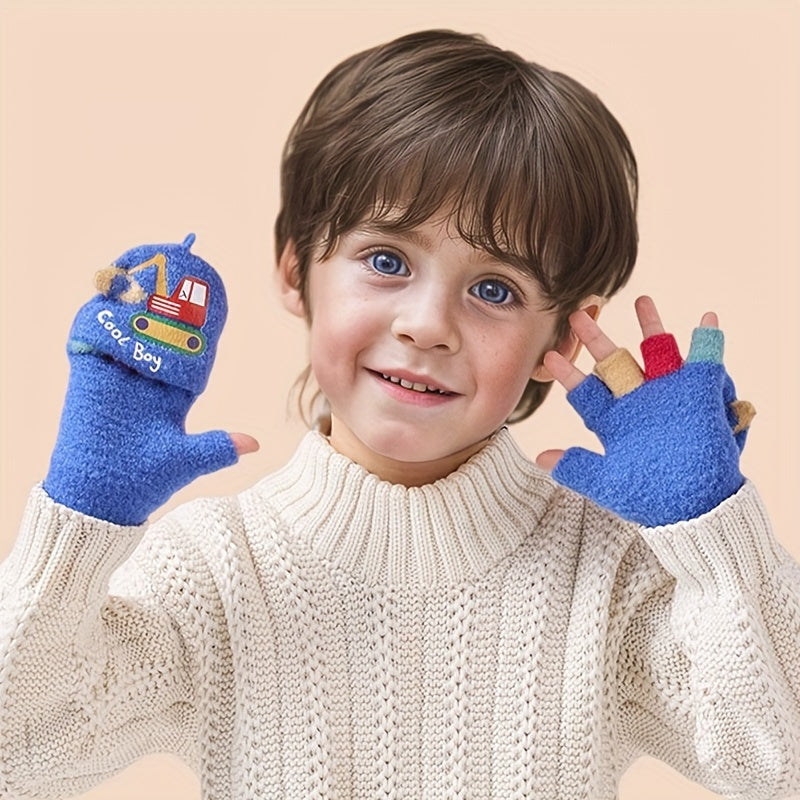 Cozy Boys' Flip-Top Fingerless Mittens