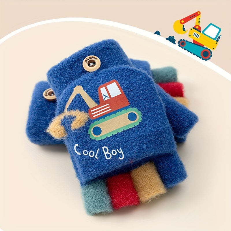 Cozy Boys' Flip-Top Fingerless Mittens