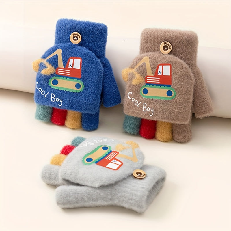 Cozy Boys' Flip-Top Fingerless Mittens