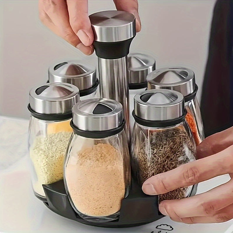 [Rotating Spice Rack Set] 6/12pcs 360° Rotating Spice Rack Set - Swivel Seasoning Organizer for Kitchen Cabinets & Countertops