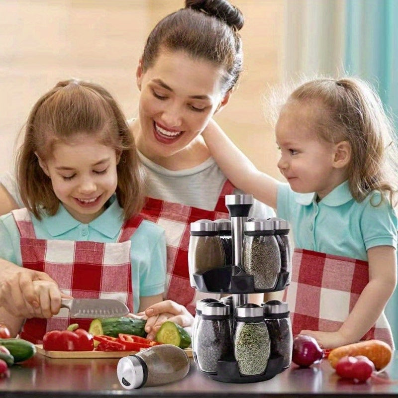 [Rotating Spice Rack Set] 6/12pcs 360° Rotating Spice Rack Set - Swivel Seasoning Organizer for Kitchen Cabinets & Countertops