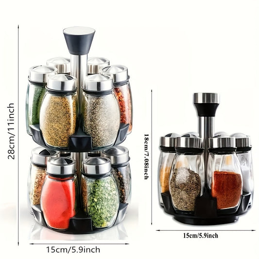 [Rotating Spice Rack Set] 6/12pcs 360° Rotating Spice Rack Set - Swivel Seasoning Organizer for Kitchen Cabinets & Countertops