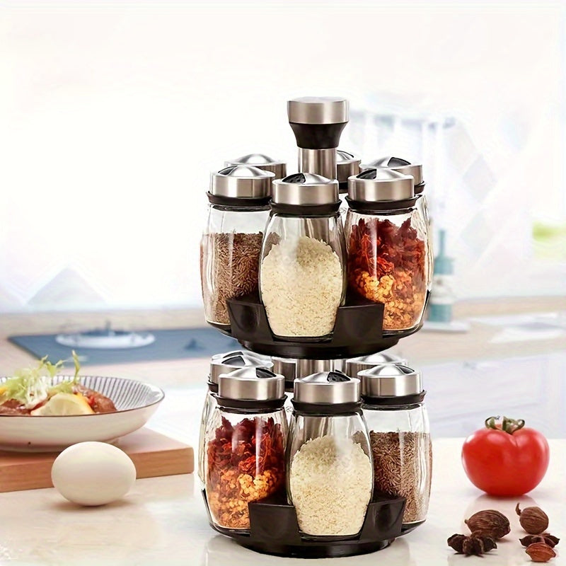 [Rotating Spice Rack Set] 6/12pcs 360° Rotating Spice Rack Set - Swivel Seasoning Organizer for Kitchen Cabinets & Countertops