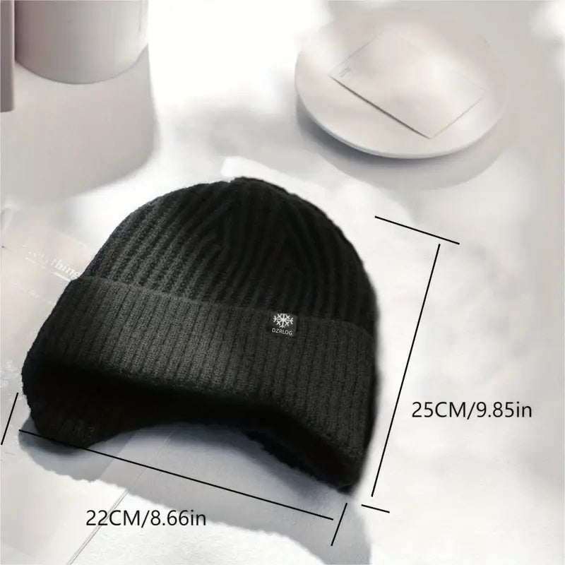 1pc Men's Thick Fleece-Lined Knit Beanie