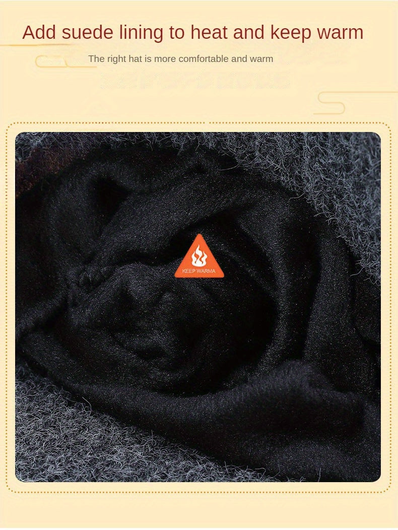 1pc Men's Thick Fleece-Lined Knit Beanie