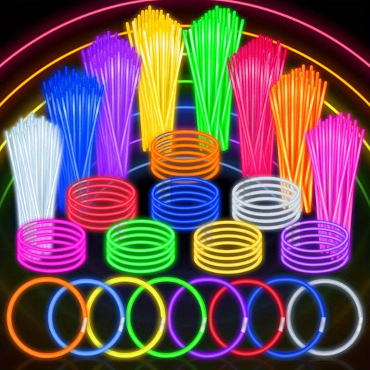 50pcs Ultra Bright 8" PVC Glow Sticks - Mixed Colors Bracelets & Necklaces Party Favors