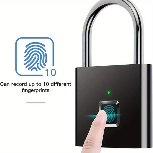 Keyless Biometric Fingerprint Padlock - USB Rechargeable, Portable & Durable Metal Lock for Luggage, Backpacks, Bikes, and Storage