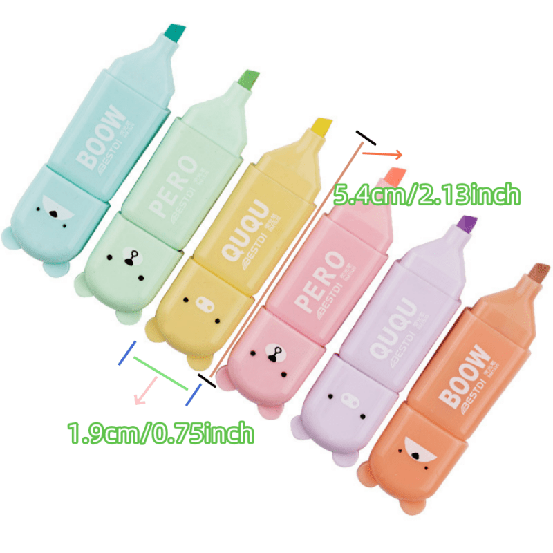 Adorable Mini Bear Highlighter, Colorful Marker Pen Set