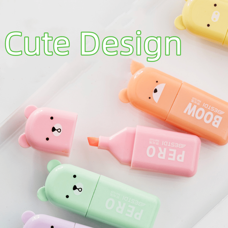 Adorable Mini Bear Highlighter, Colorful Marker Pen Set