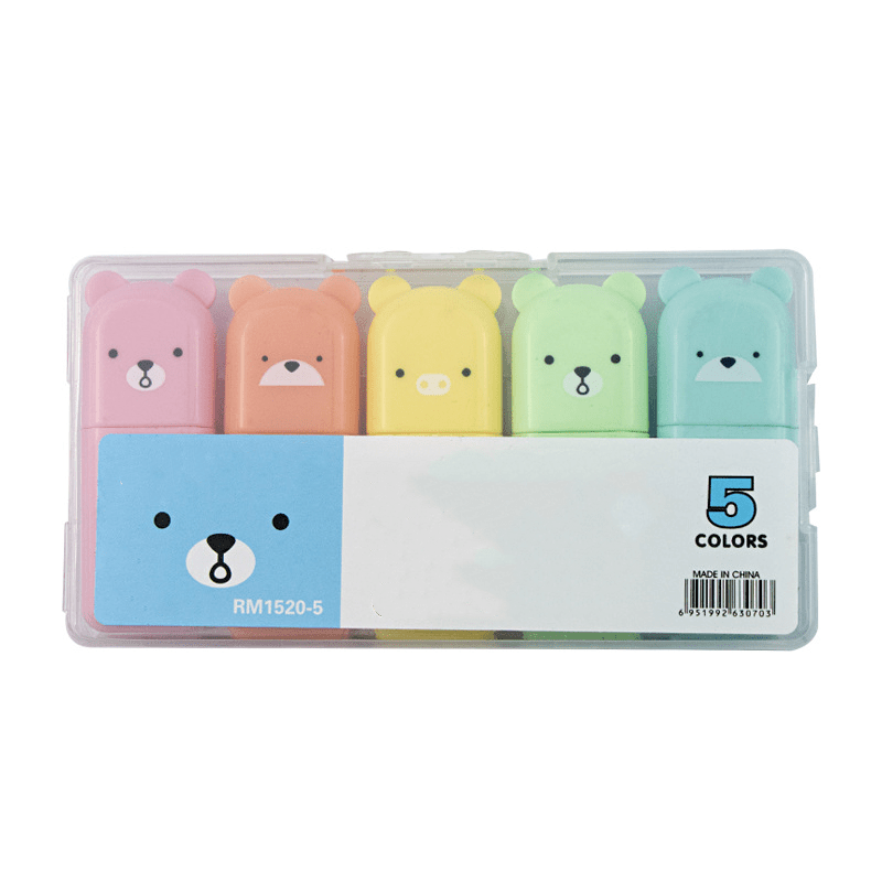Adorable Mini Bear Highlighter, Colorful Marker Pen Set