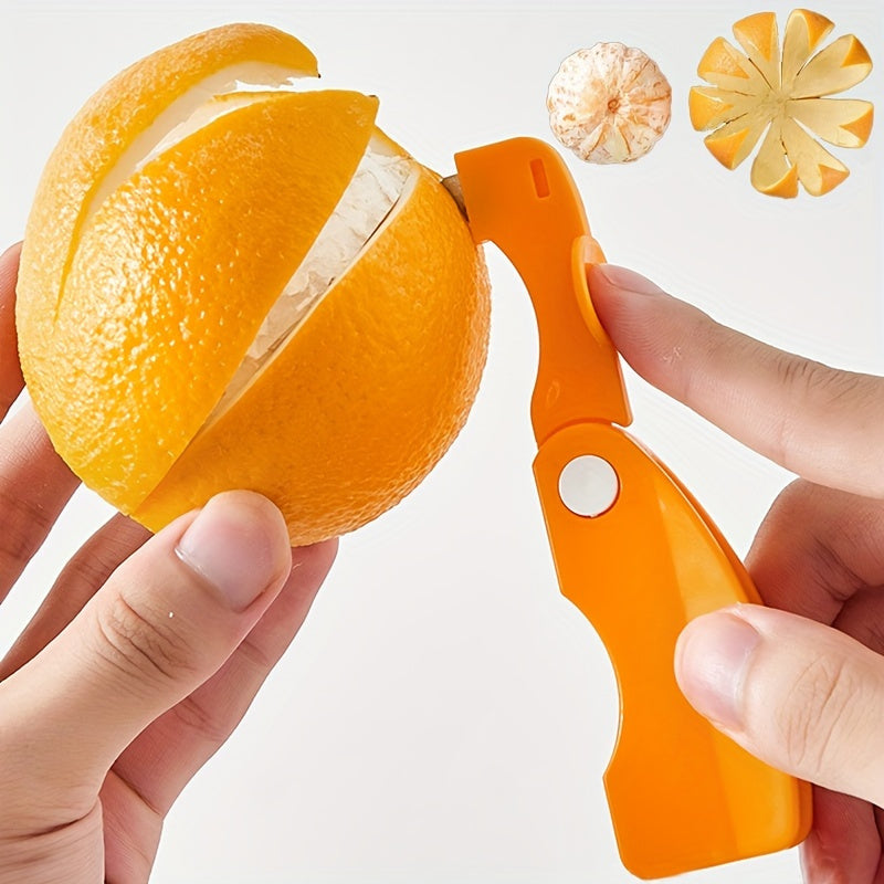 1/2 Stück Deluxe Klappbarer Orangen-Schäler - Einfach Zu Benutzen, Platzsparend, Kreatives Schneidewerkzeug Für Zitrusfrüchte, Gemüse Und Küchenutensilien - Kunststoff, Einfache Und Bequeme Gestaltung Für Zuhause Und R